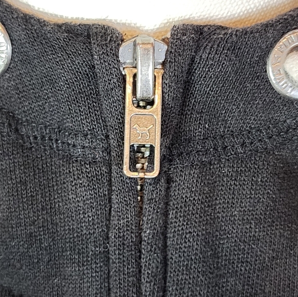 PINK Victoria’s Secret Black Zip Hoodie Sweatshirt XS Logo Pullover Comfy - Picture 7 of 8